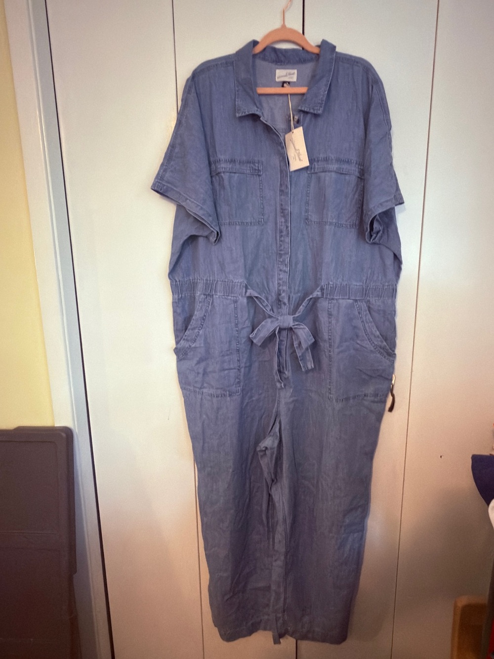 Universal Thread Washed Denim Utility Jumpsuit in Blue